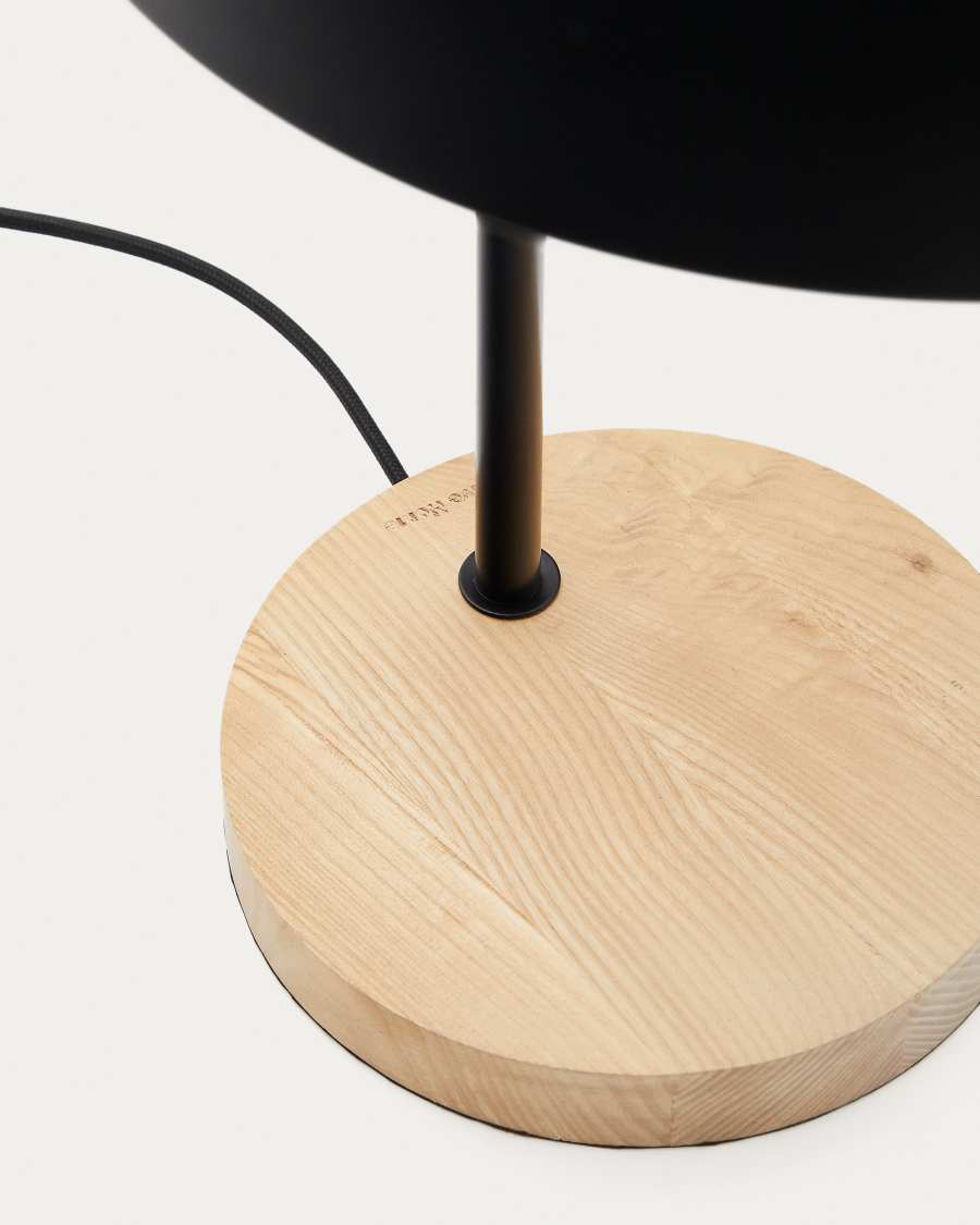 Catlar ash wood and metal table lamp in a black painted finish Australia adaptor