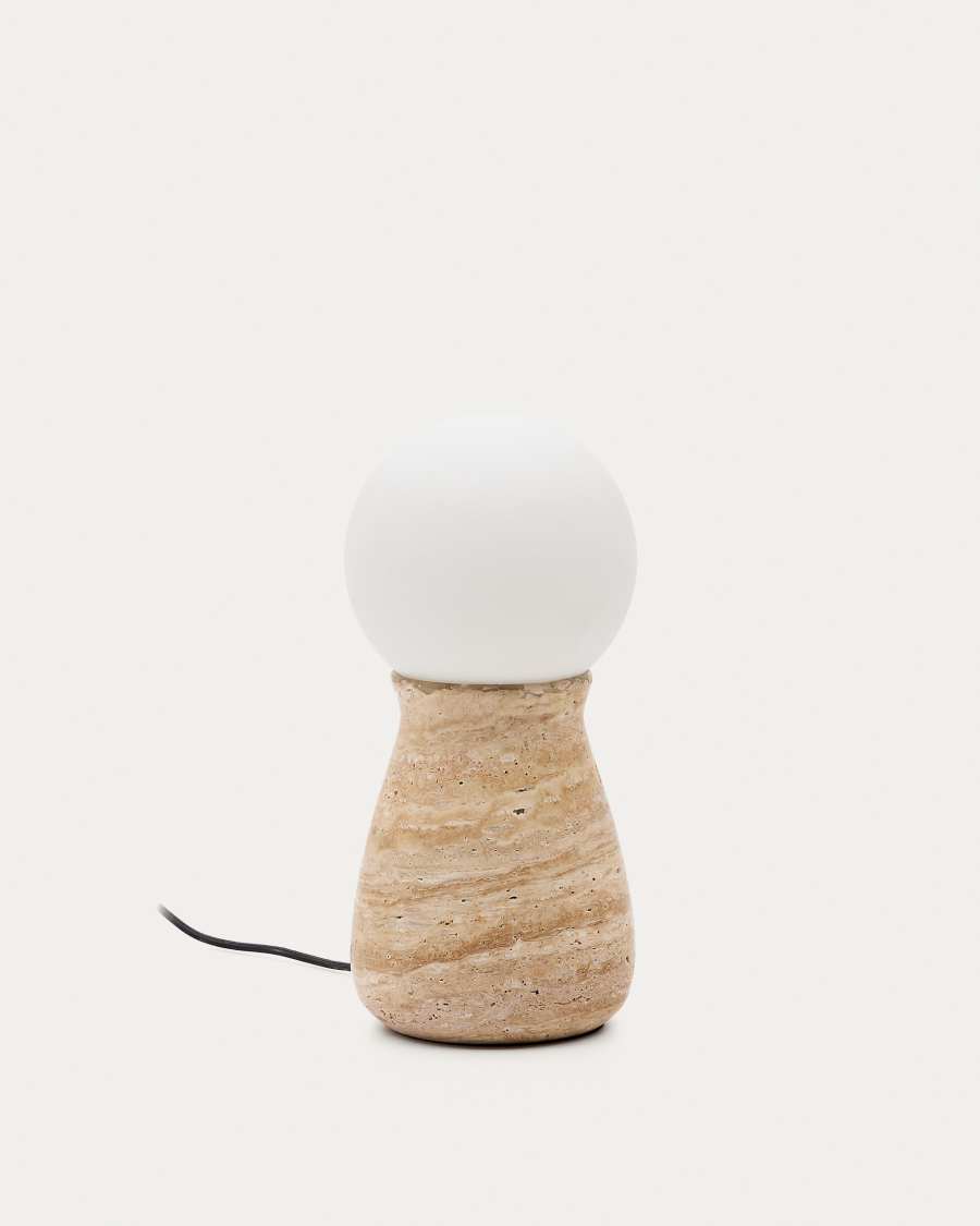 Okeni table lamp made of travertine and glass Australia adaptor
