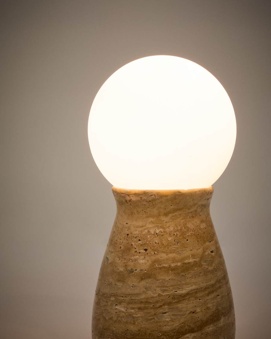 Okeni table lamp made of travertine and glass Australia adaptor