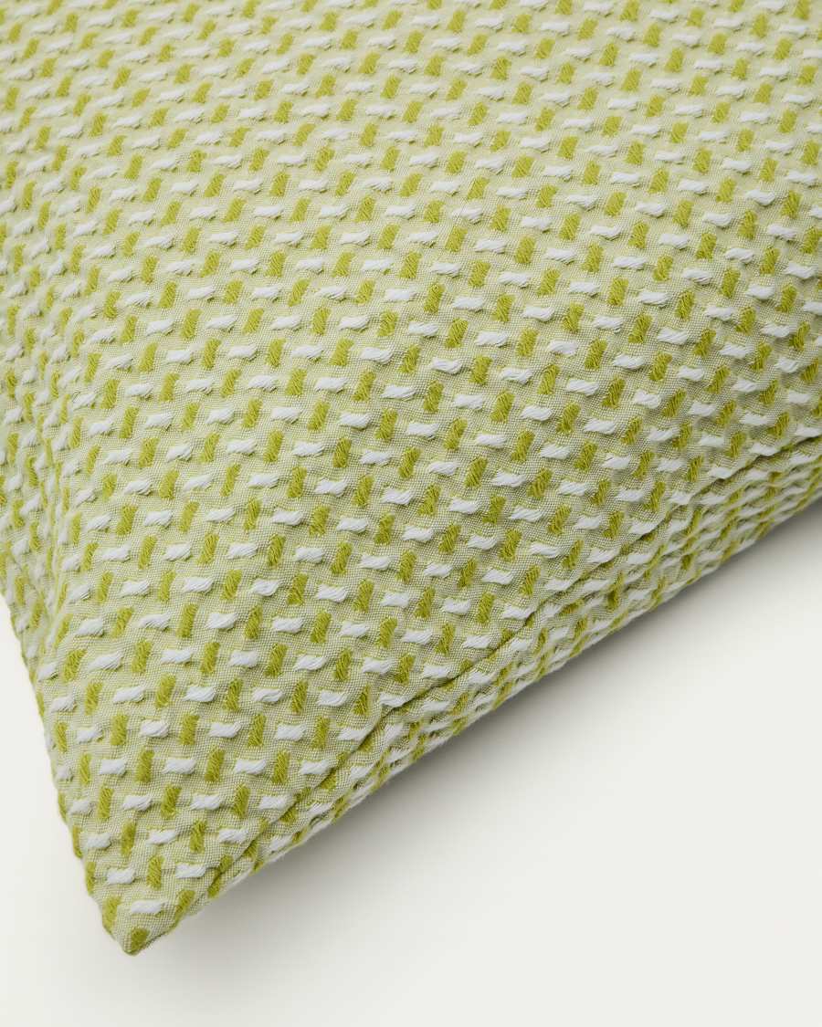 Fodera cuscino Lunira con trama waffle verde 50 x 50 cm