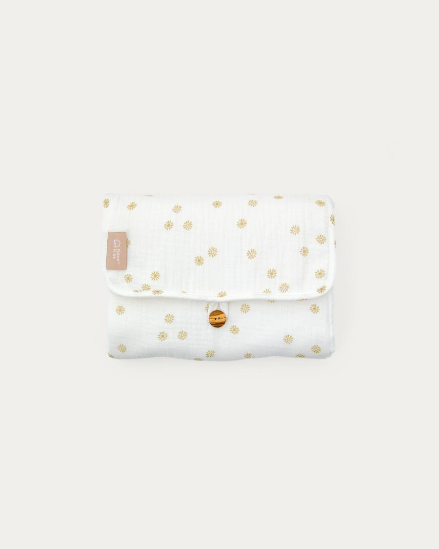 Olna travel changing mat in 100% cotton with a sun print
