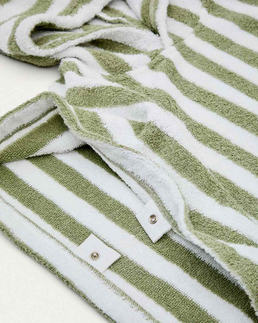 Nuni cotton poncho towel with white and green stripes size 2/3 years