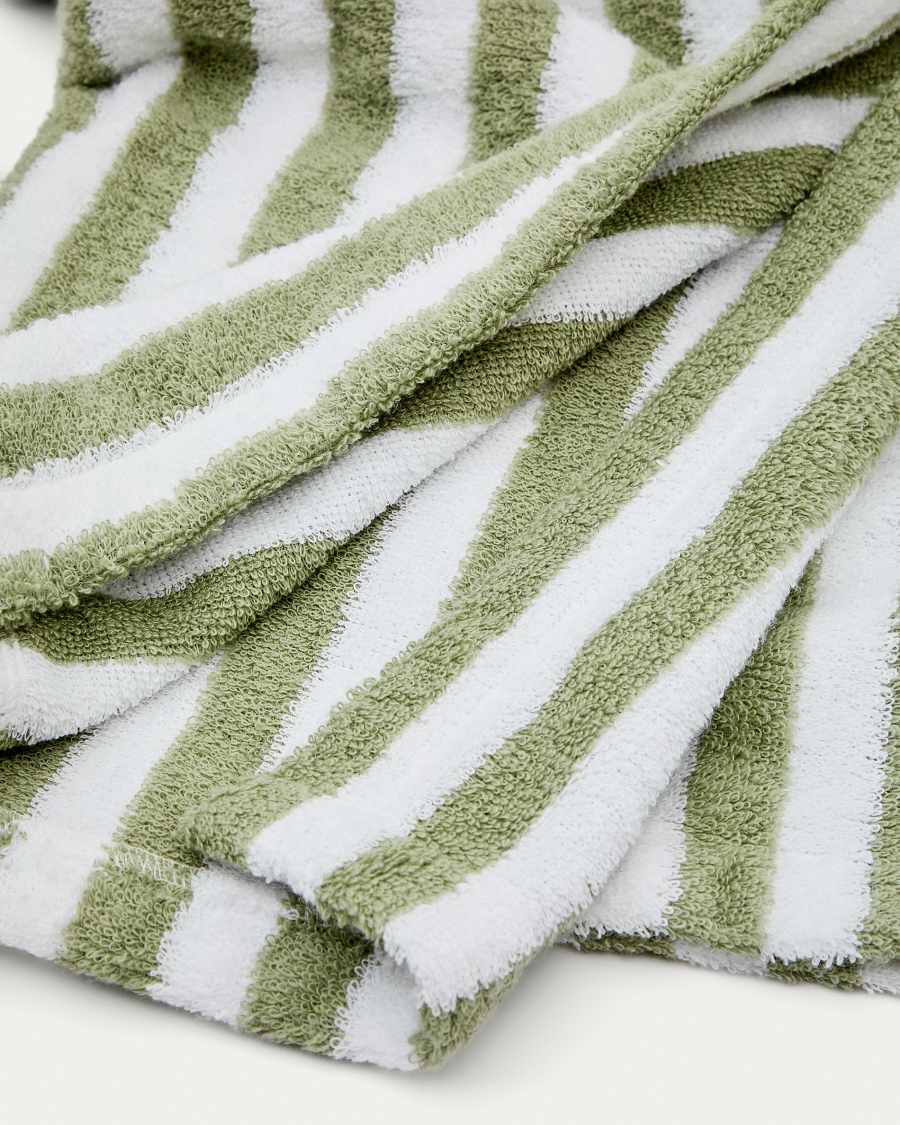 Nuni cotton poncho towel with white and green stripes size 2/3 years