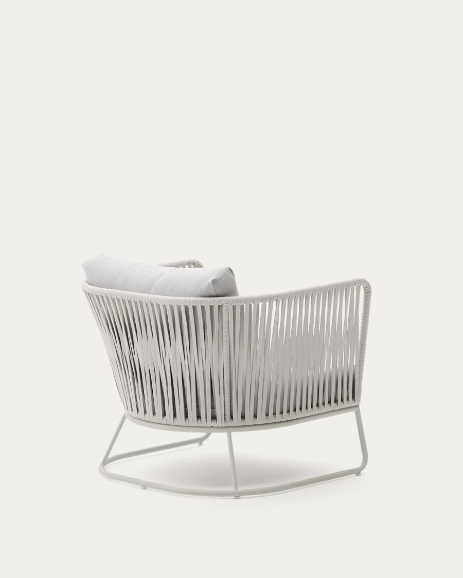 Outdoor-Sessel Saconca aus Seil und grau verzinktem Stahl