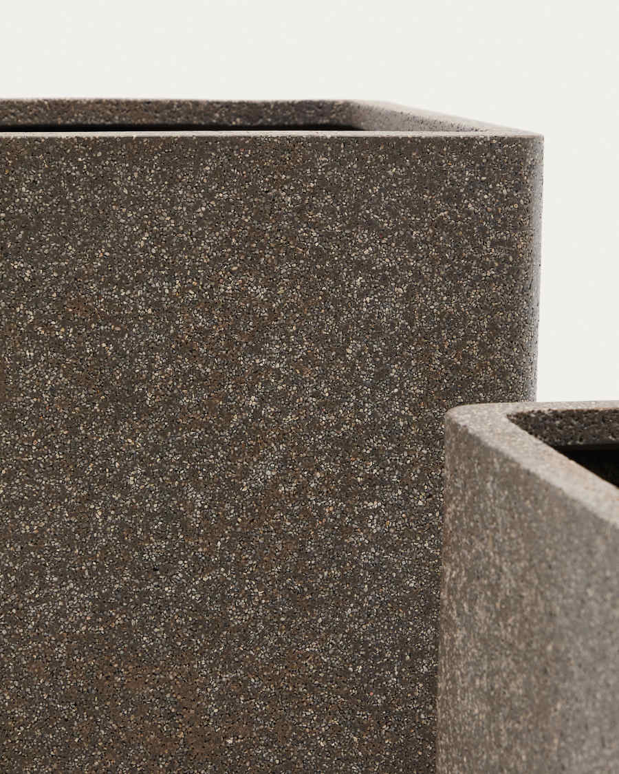 Set of 2 Minoa tall planters with brown stone effect 44 x 44 cm