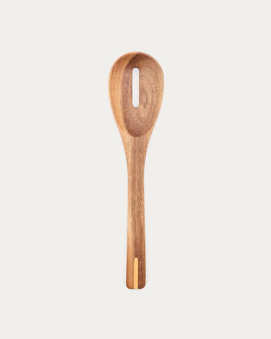 Zairin spoon with a hole in FSC 100% acacia wood and metal