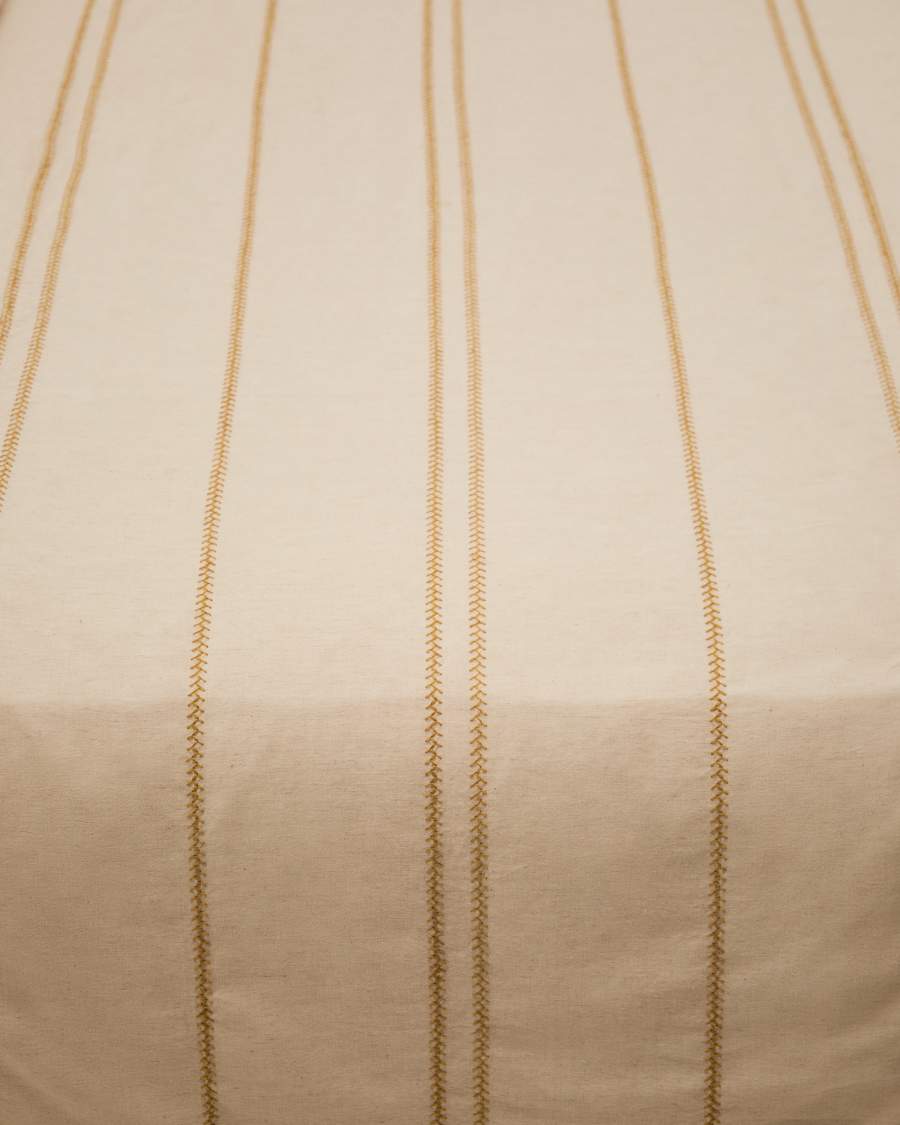 Set Linara de housses de couette et taies d'oreiller en coton et lin beige pour lit de 160 cm