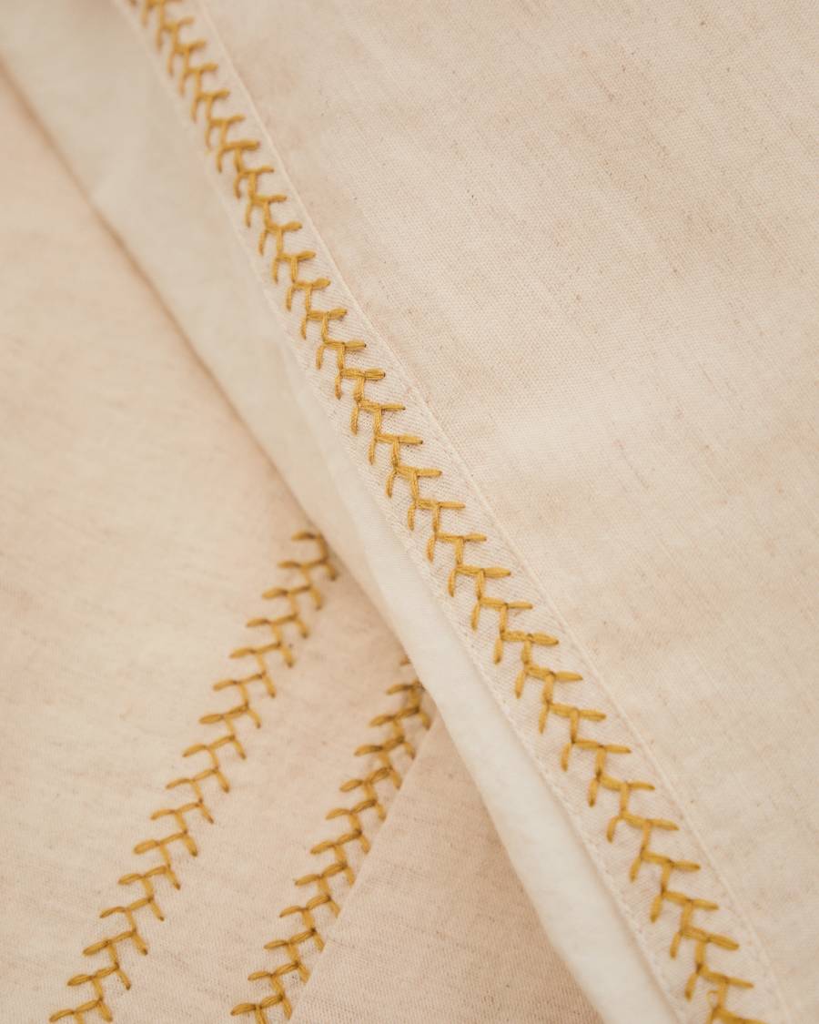 Set Linara de housses de couette et taies d'oreiller en coton et lin beige pour lit de 160 cm