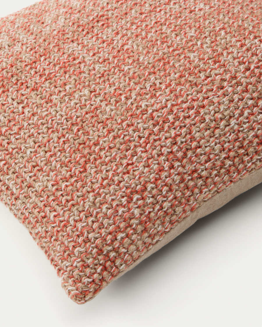 Housse de coussin Tivra en coton et jute beige 45 x 45 cm