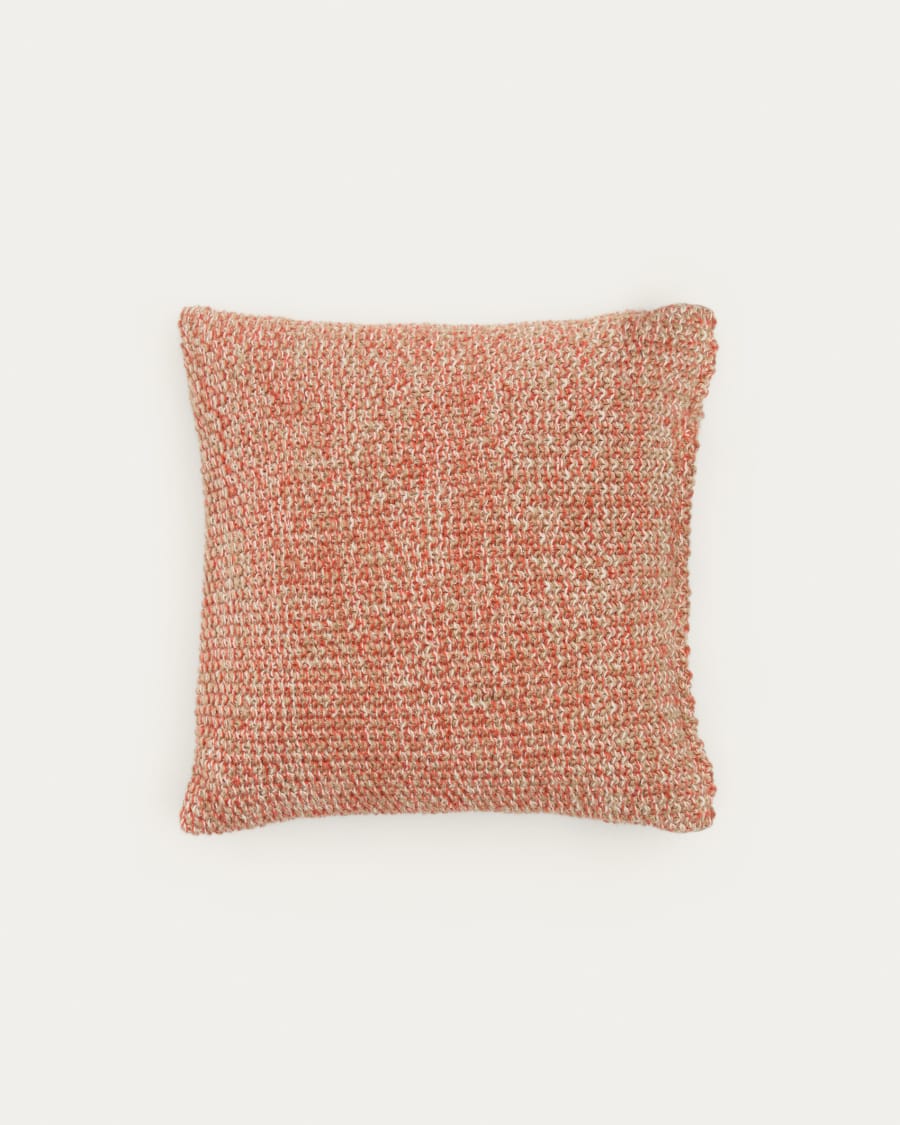 Housse de coussin Tivra en coton et jute beige 45 x 45 cm