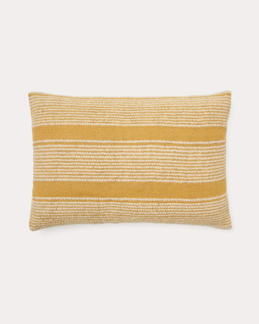Uciel mustard and beige jute-embroidered cotton cushion cover 40 x 60 cm