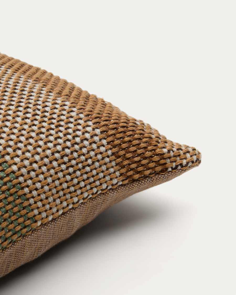 Funda de coixí Lunet 100% PET de ratlles beix i verd 45 x 45 cm