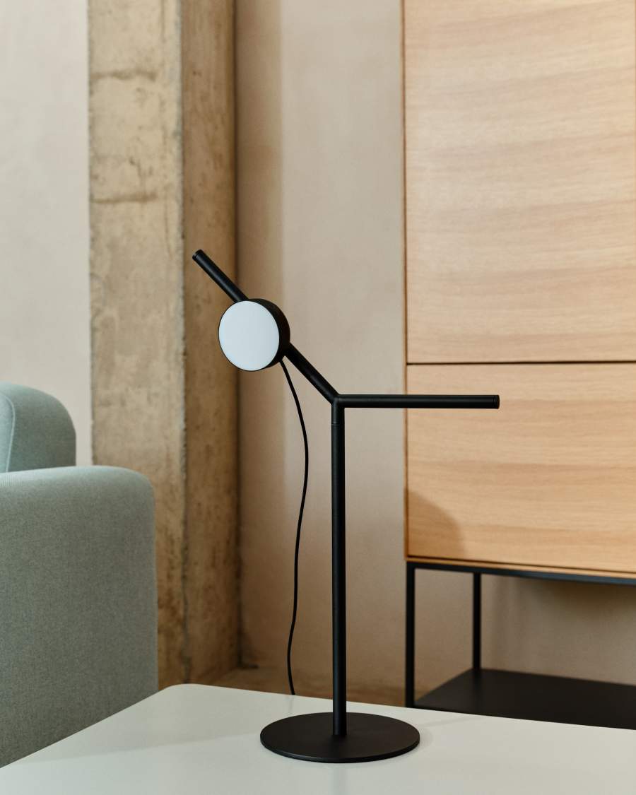 Lampe de table Orey en métal noir avec spot multipositions