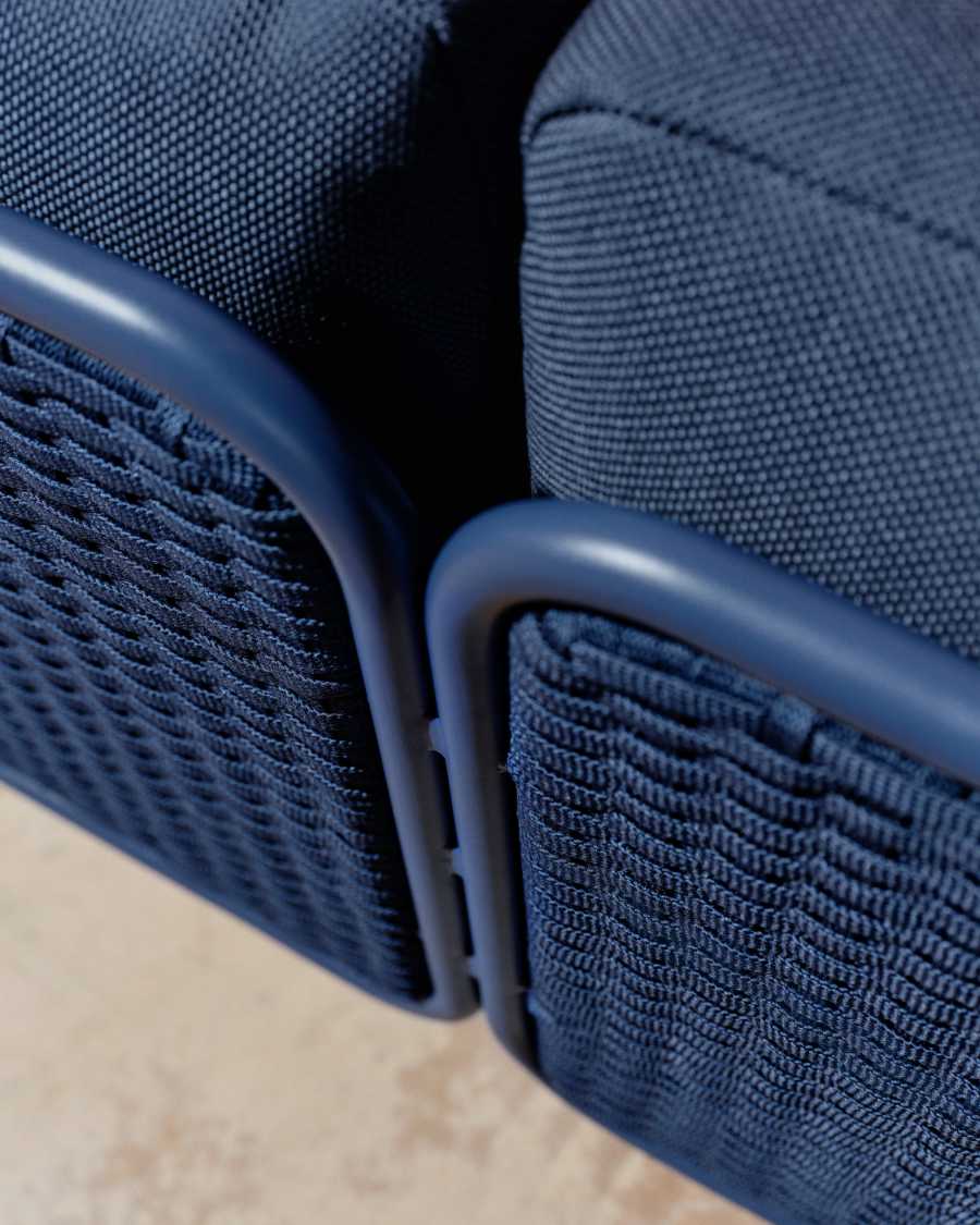 Sedalis outdoor 3-seater sofa in aluminium and blue rope cord 210cm