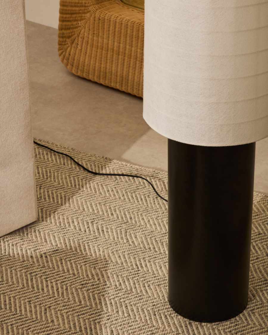 Dulan black metal floor lamp with cotton shade