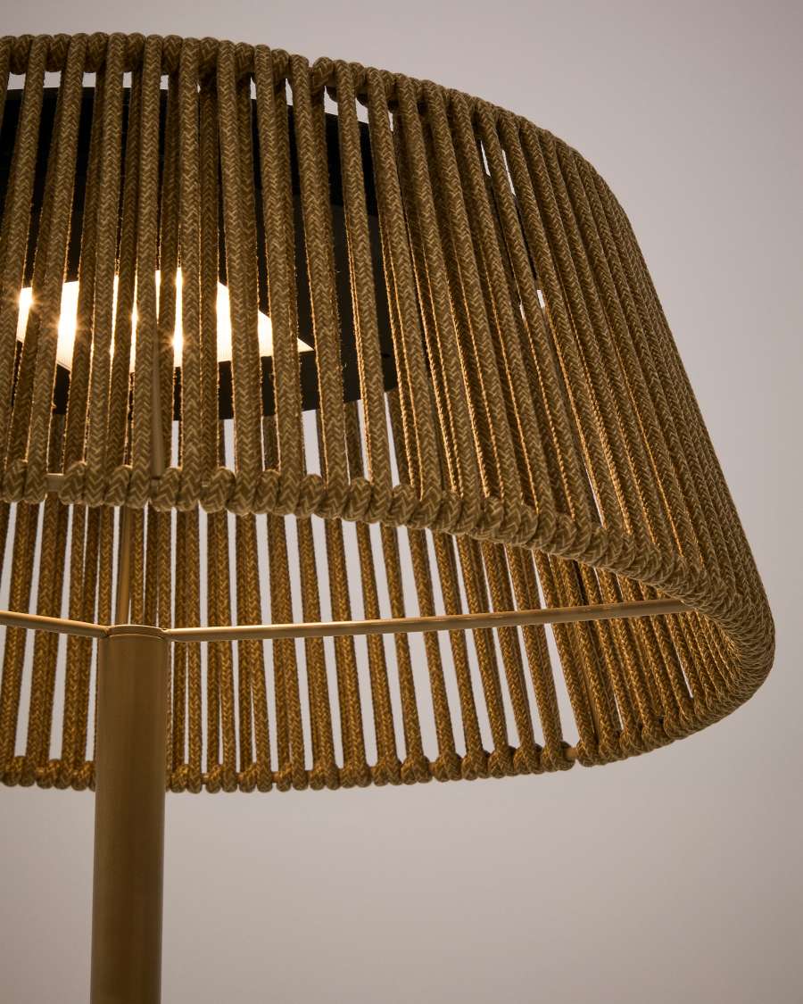 Piantana solare per esterni Aldet in corda beige mélange con base in metallo beige Ø 46 cm