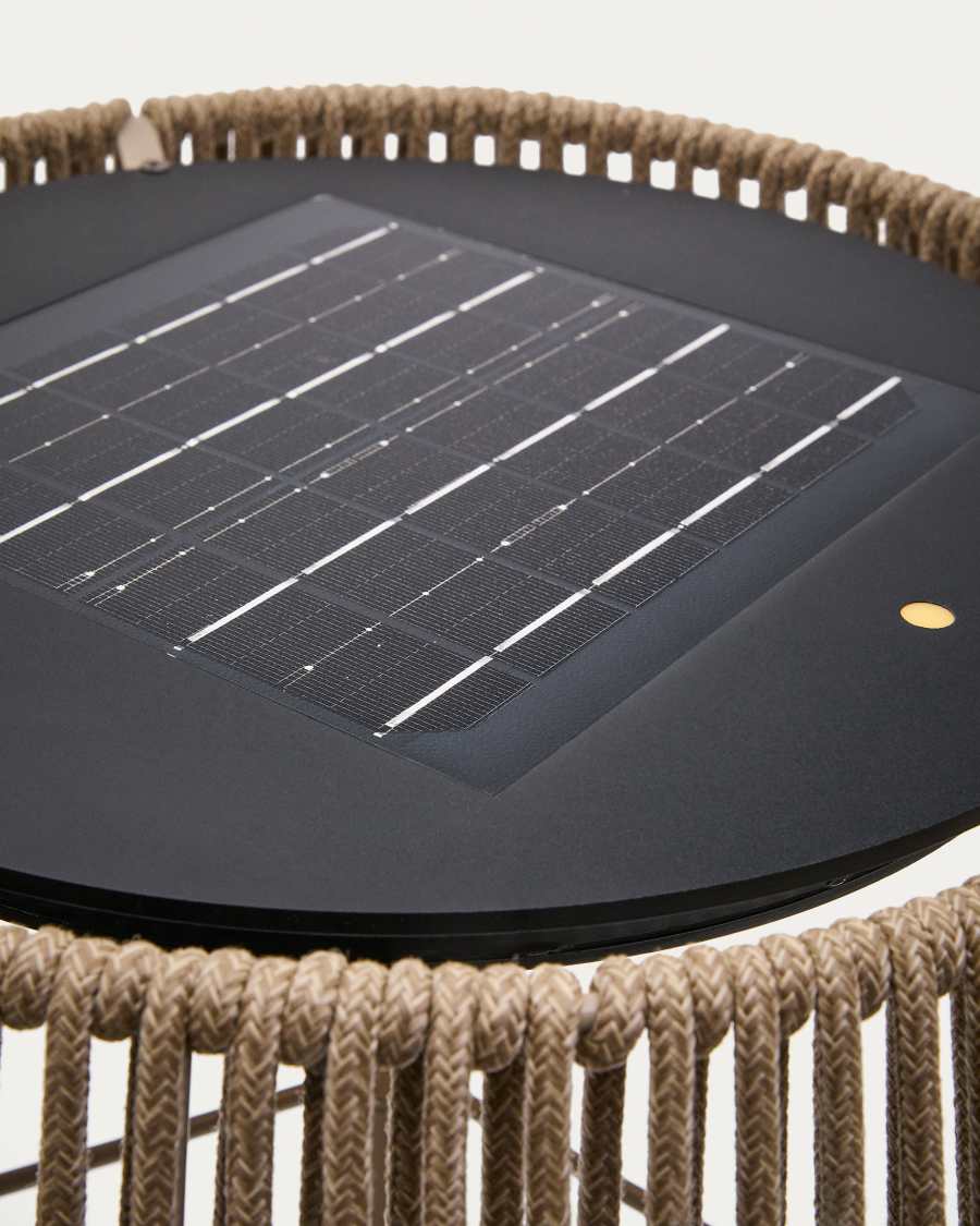 Piantana solare per esterni Aldet in corda beige mélange con base in metallo beige Ø 46 cm