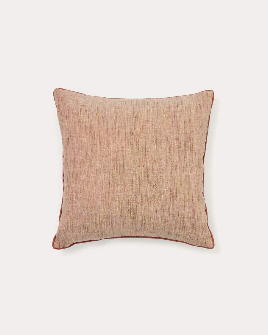 Housse de coussin Aleos en tissu mélangé avec liseré contrasté rose 45 x 45 cm