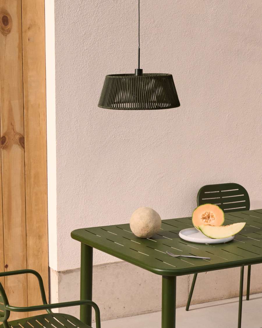 Aldet ceiling lampshade in black and green mottled rope cord Ø46cm