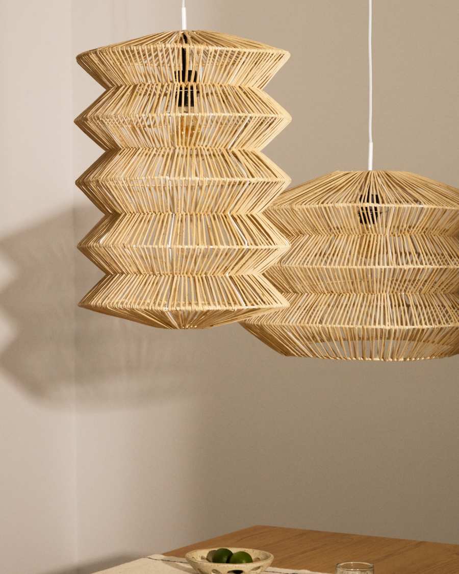 Dakit ceiling lamp shade in rattan with light finish 40 x 55cm