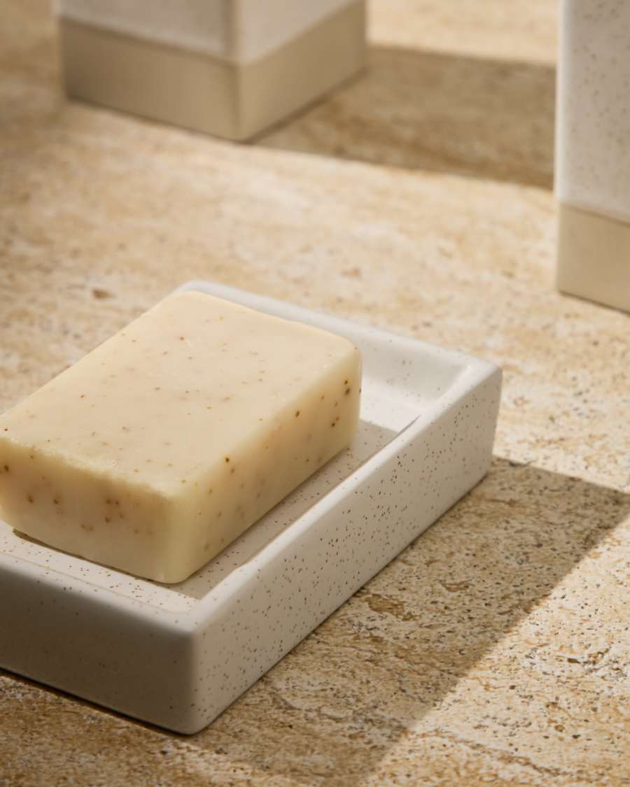 Careli beige stoneware soap dish