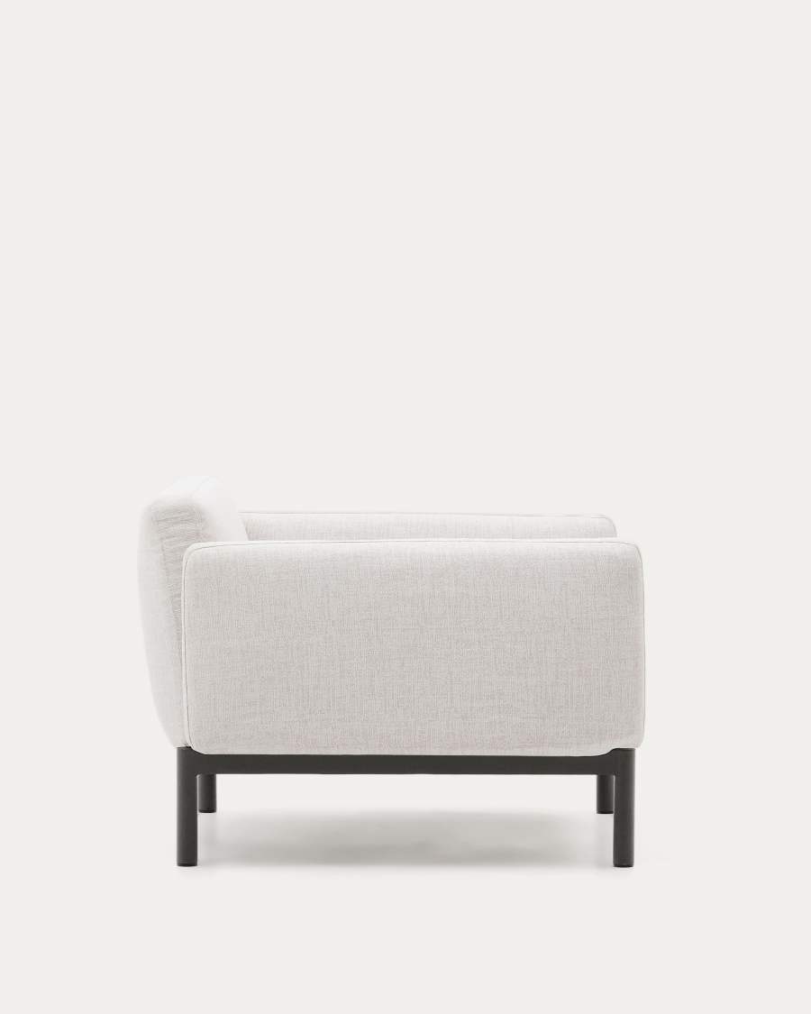 Poltrona modulare da esterno Sorells con rivestimento beige e alluminio grigio