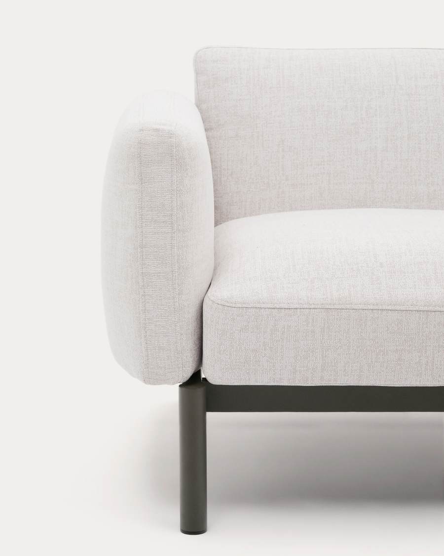 Poltrona modulare da esterno Sorells con rivestimento beige e alluminio grigio