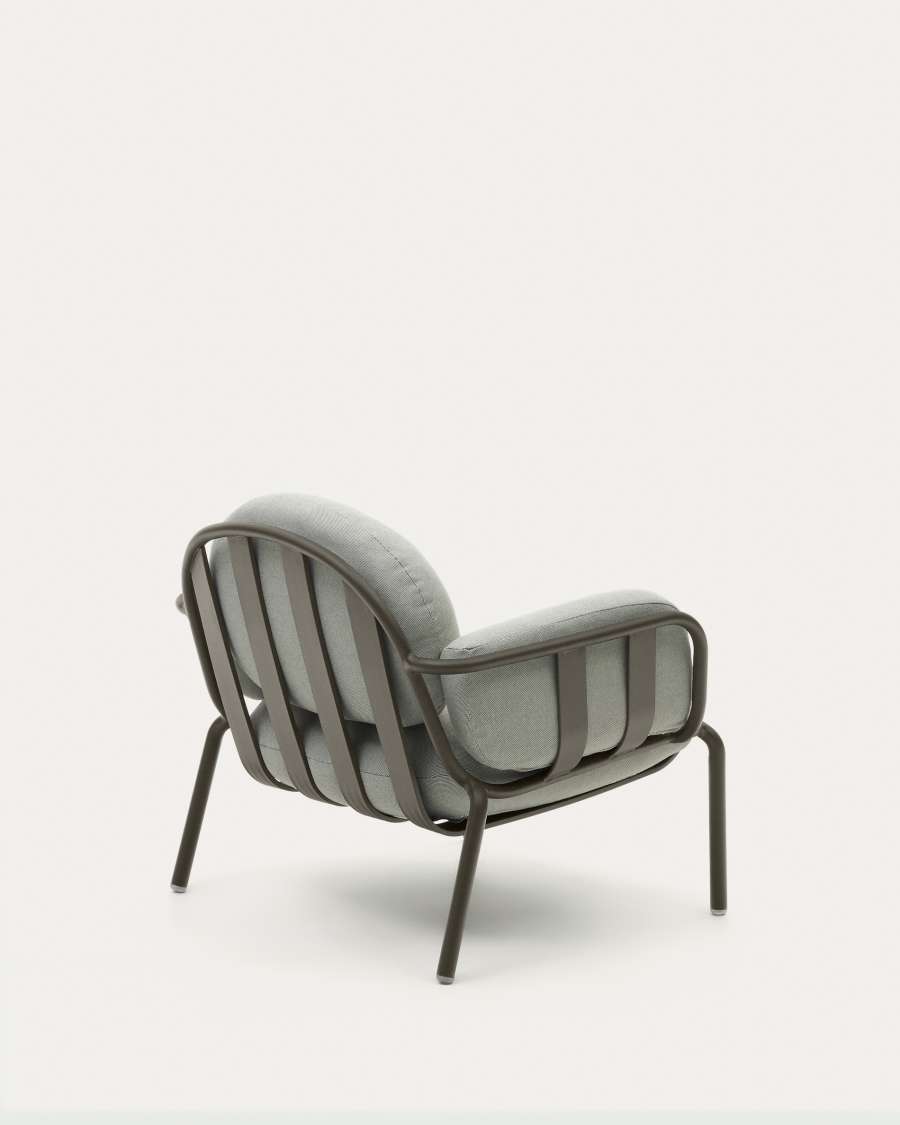 Outdoor-Sessel Joncols mit Bezug in Grau aus Aluminium mit grün lackiertem Finish