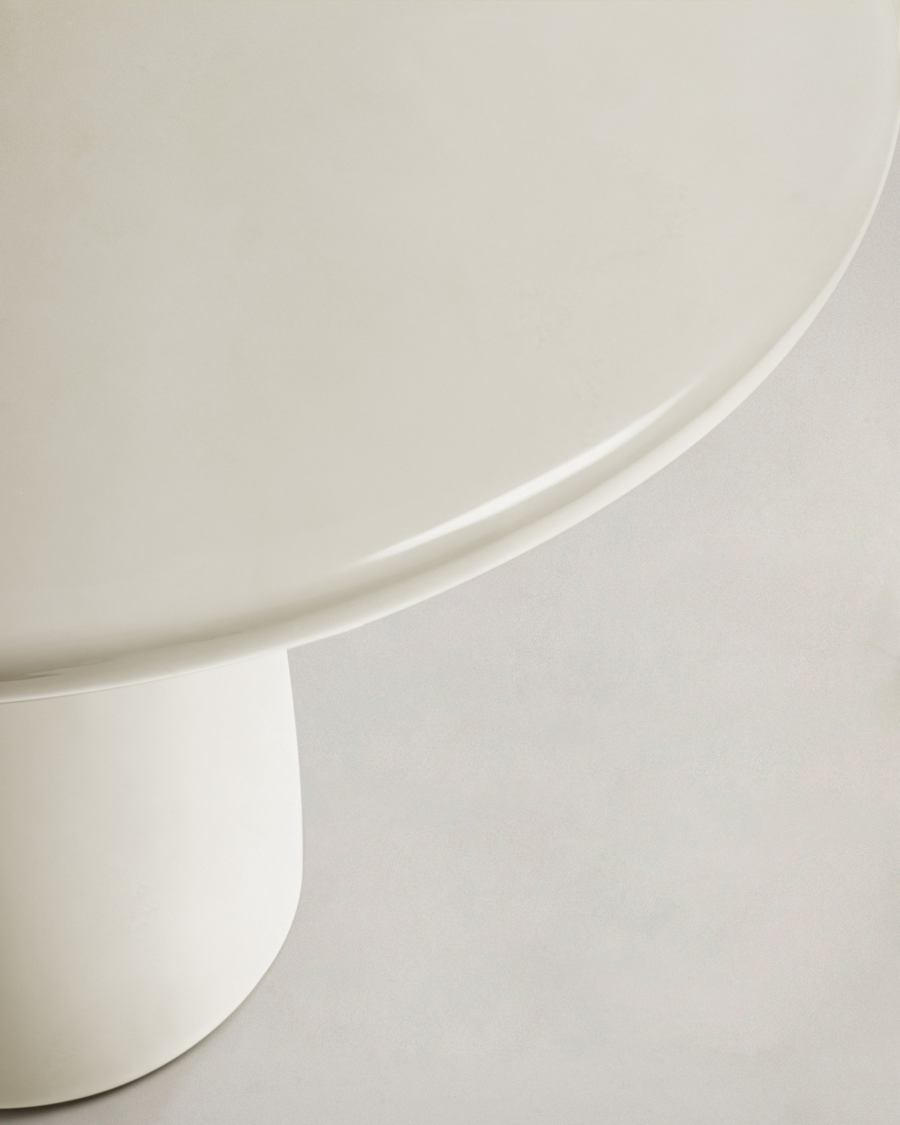 Albanella coffee table in cement with glossy white finish Ø85cm