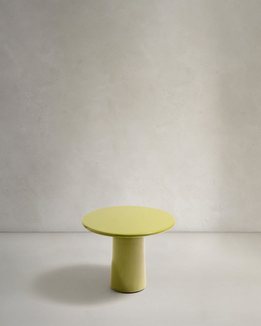 Table basse Albanella en ciment avec finition vert brillant Ø 65 cm