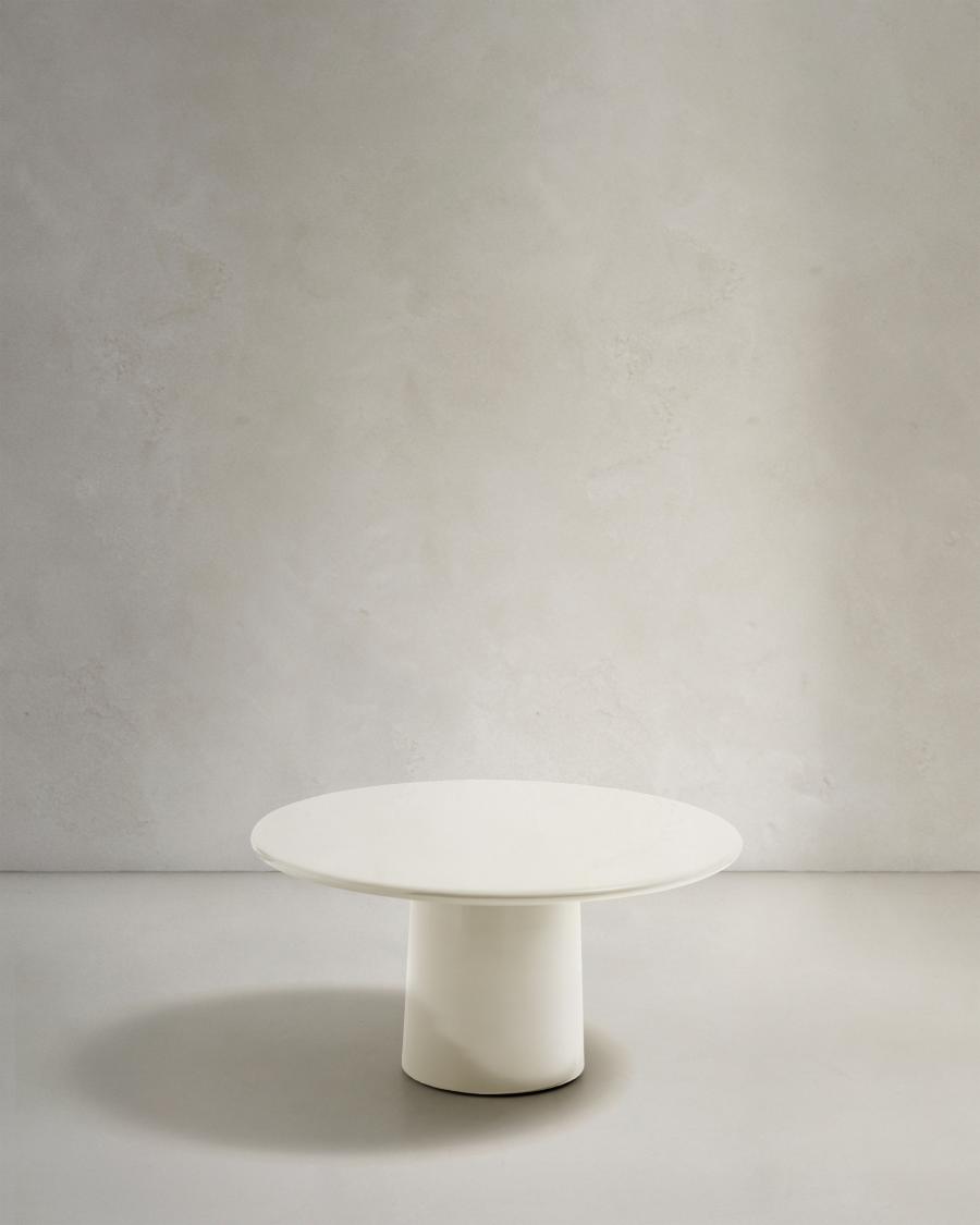 Albanella coffee table in cement with glossy white finish Ø85cm