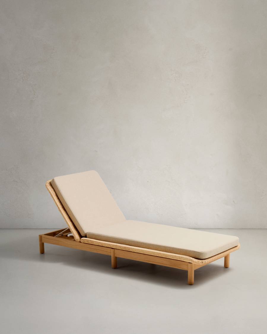 Lettino Galea in teak massello e rattan sintetico FSC 100%