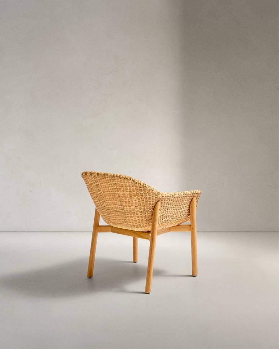 Silla Galea de madera maciza de teca y ratán sintético FSC 100%