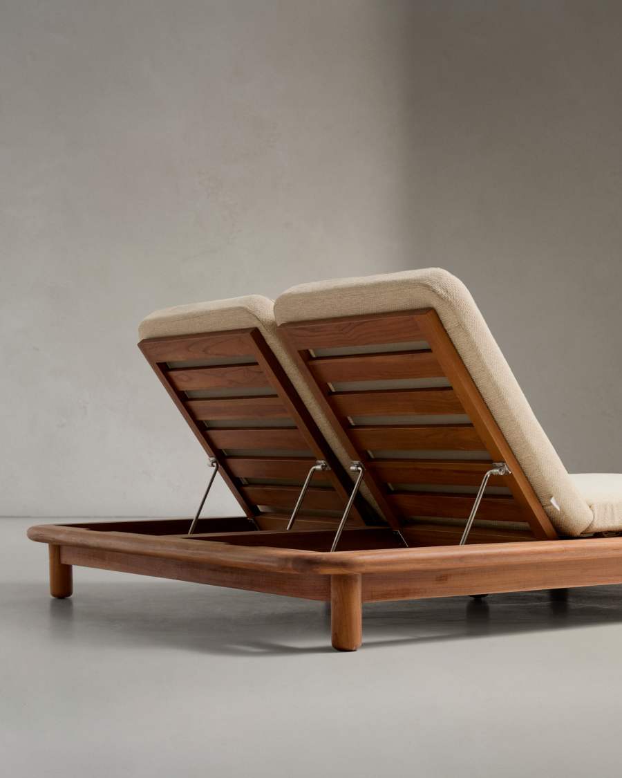Turqueta double sun lounger made of FSC 100% solid teak wood