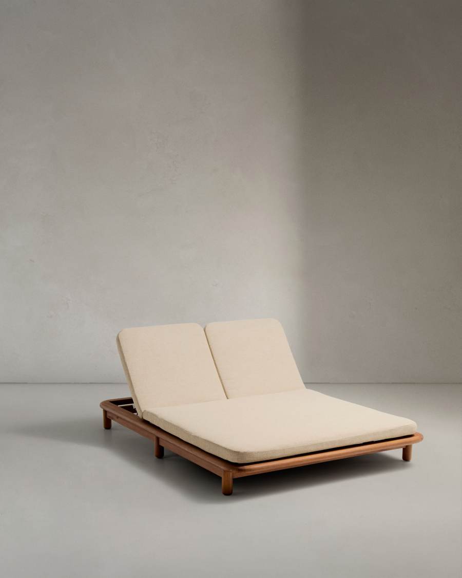 Turqueta double sun lounger made of FSC 100% solid teak wood