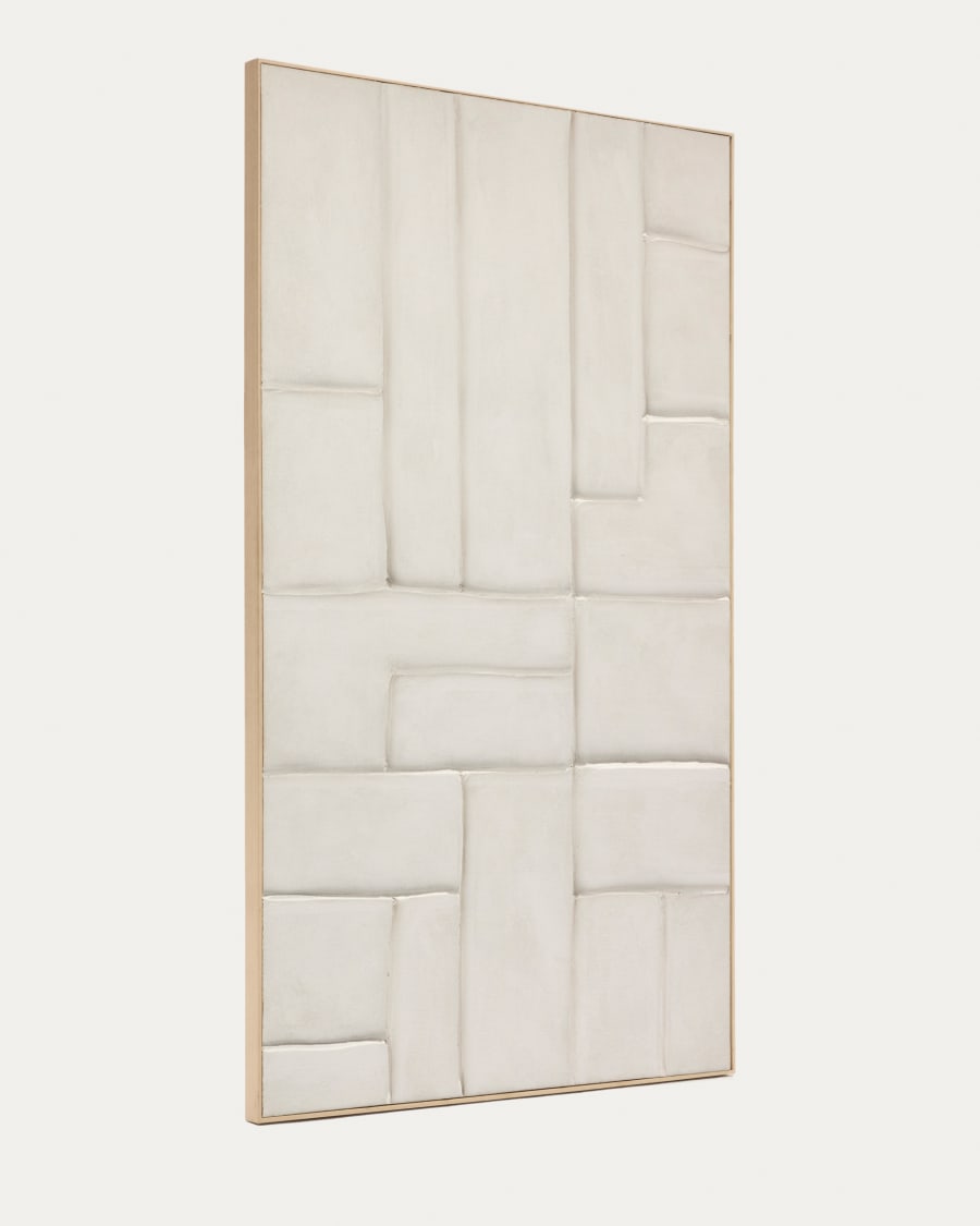 Klis white linen picture with geometric shapes, 120 x 200 cm