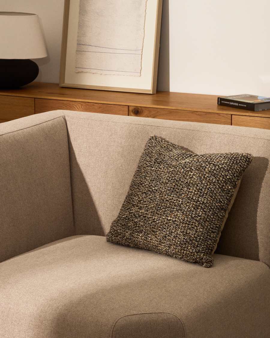 Tivra black cotton and jute cushion cover 45 x 45cm