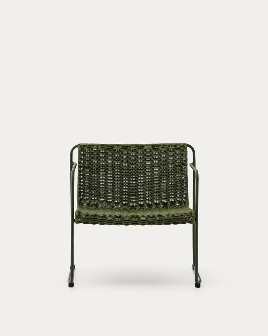 Maurina stackable armchair in green galvanised steel and green rope cord