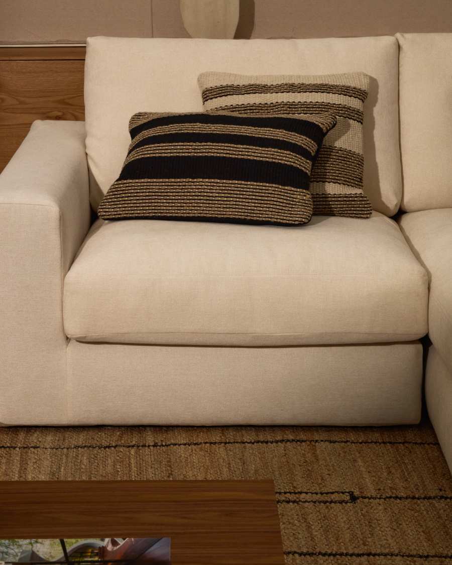 Aylin black jute-embroidered cotton cushion cover 40 x 60 cm