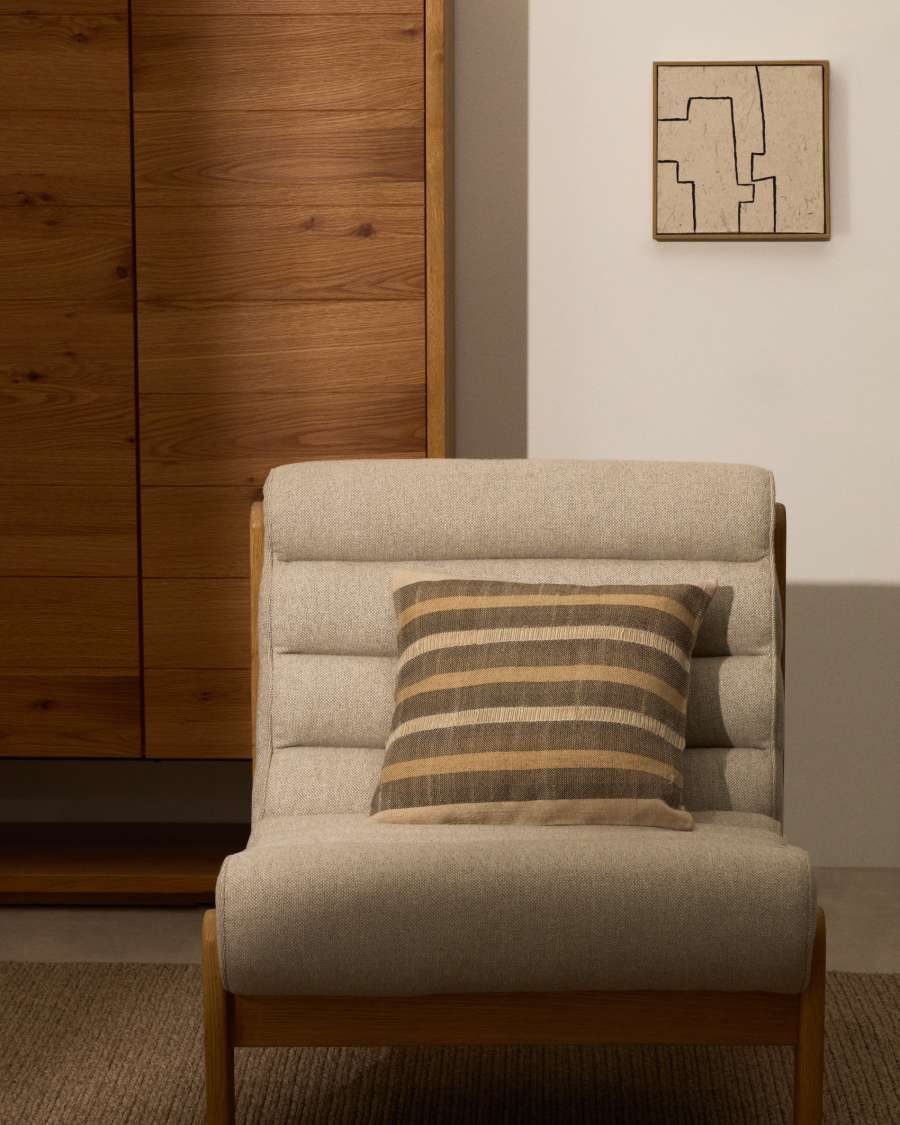 Awen multicoloured woven stripe cotton cushion cover 45 x 45cm