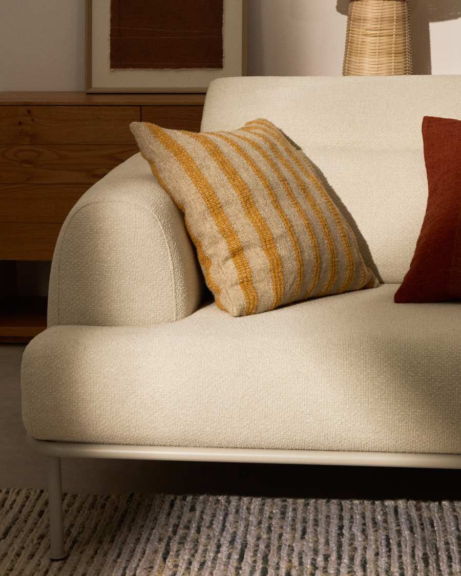 Naila mustard contrasting stripe cushion cover in acrylic fibres 50 x 50cm