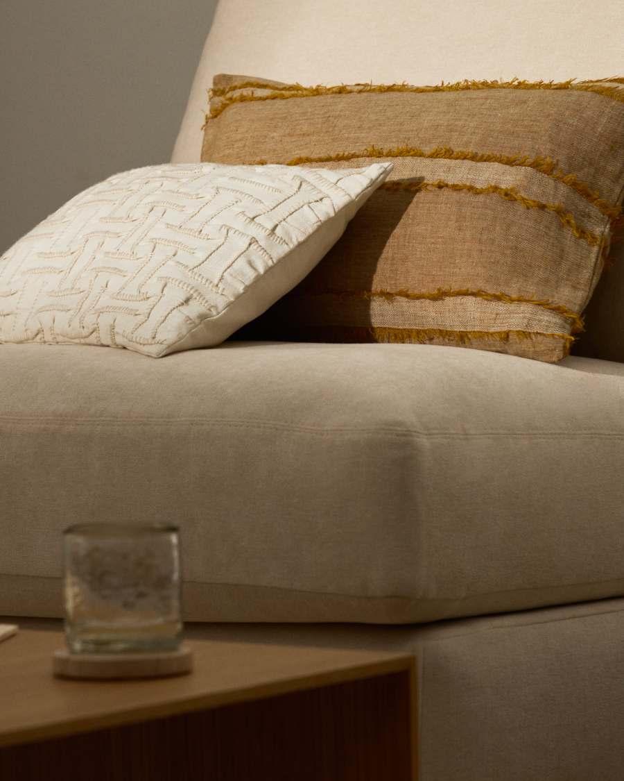 Neris mustard 100% linen cushion cover 40 x 60cm