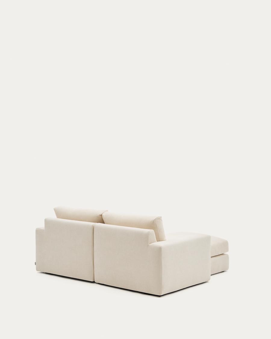 Alea ecru chenille 3-seater modular sofa with left chaise longue and removable cover 220cm