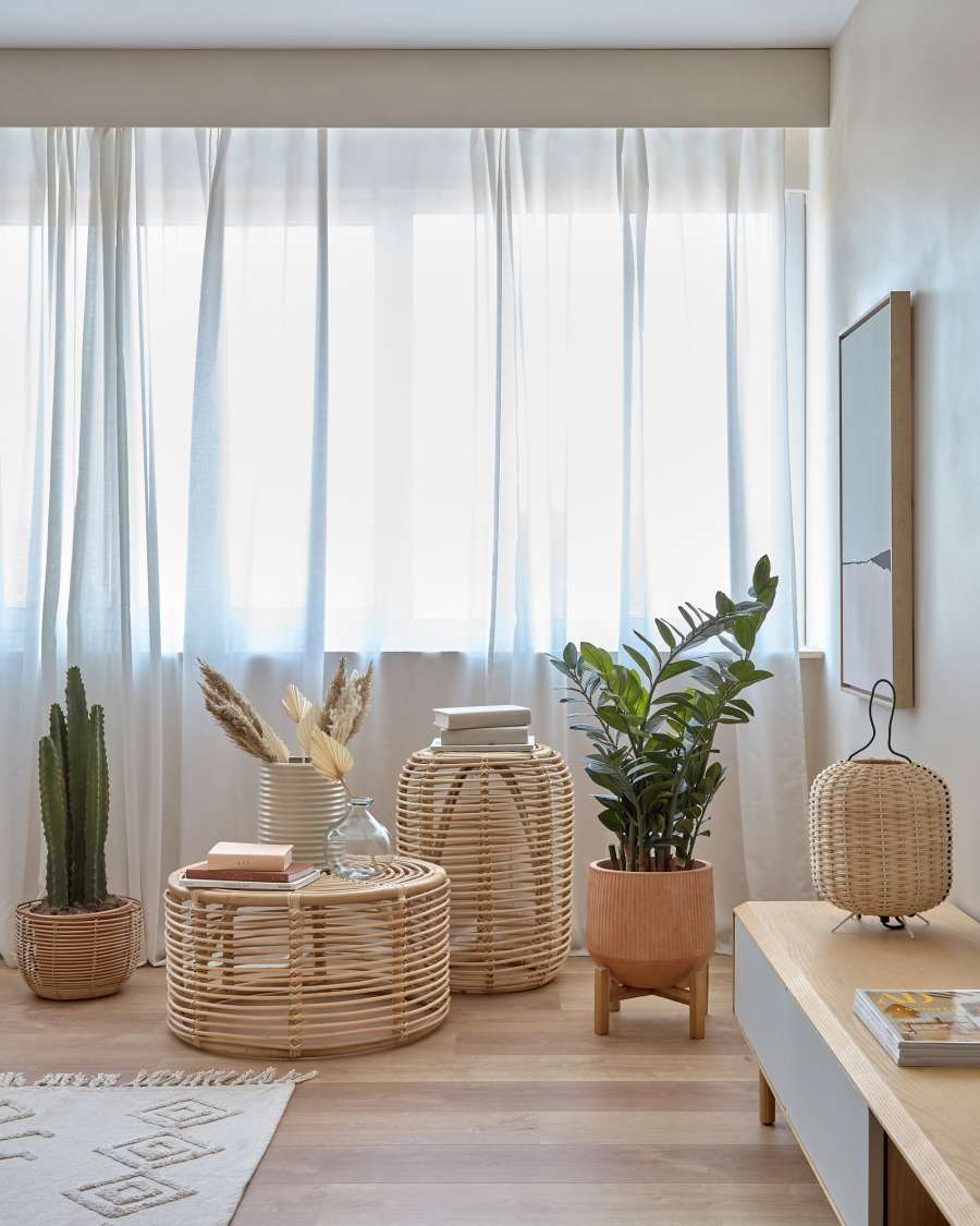 Dalina set of 2 round baskets in 100% rattan with natural finish