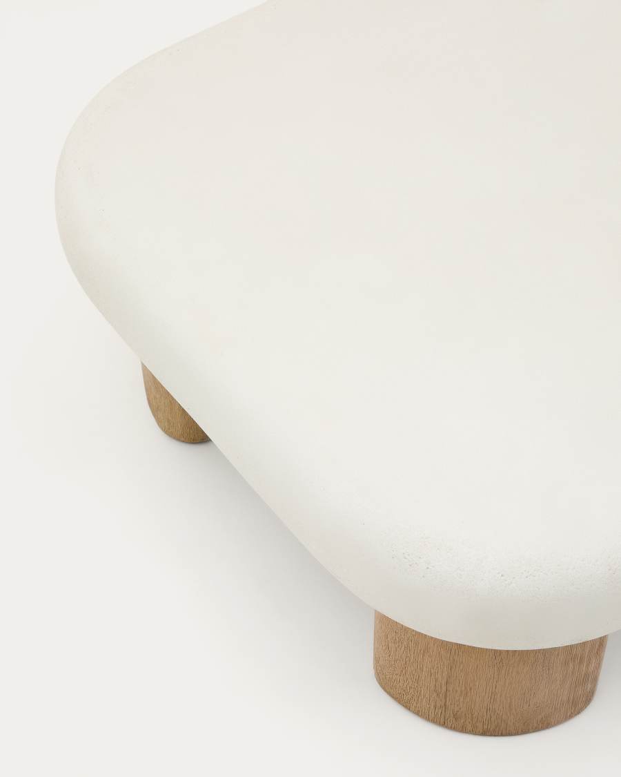 Labra coffee table in cement and acacia wood 140 x 70cm