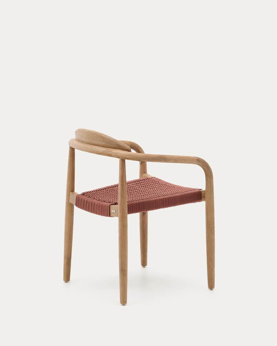 Nina stackable chair in solid acacia wood and terracotta rope seat FSC 100%