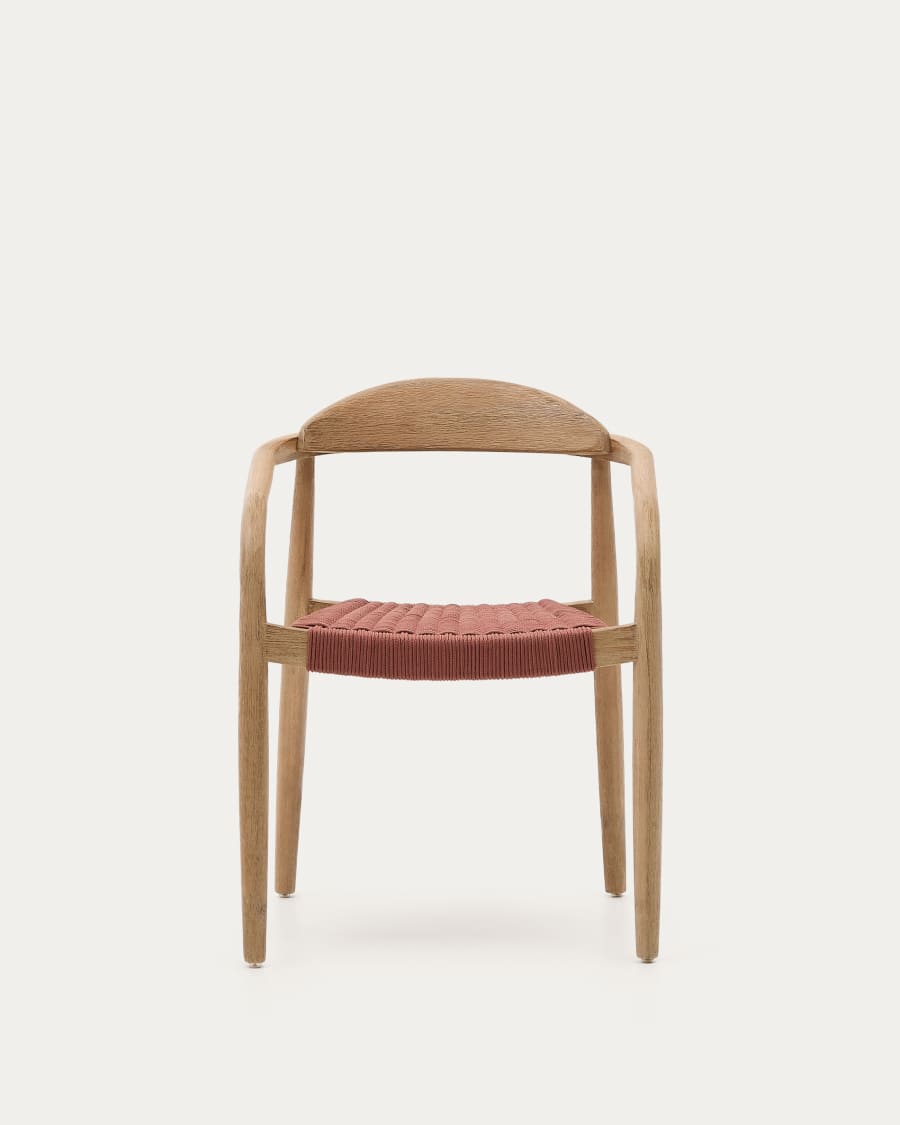 Nina stackable chair in solid acacia wood and terracotta rope seat FSC 100%