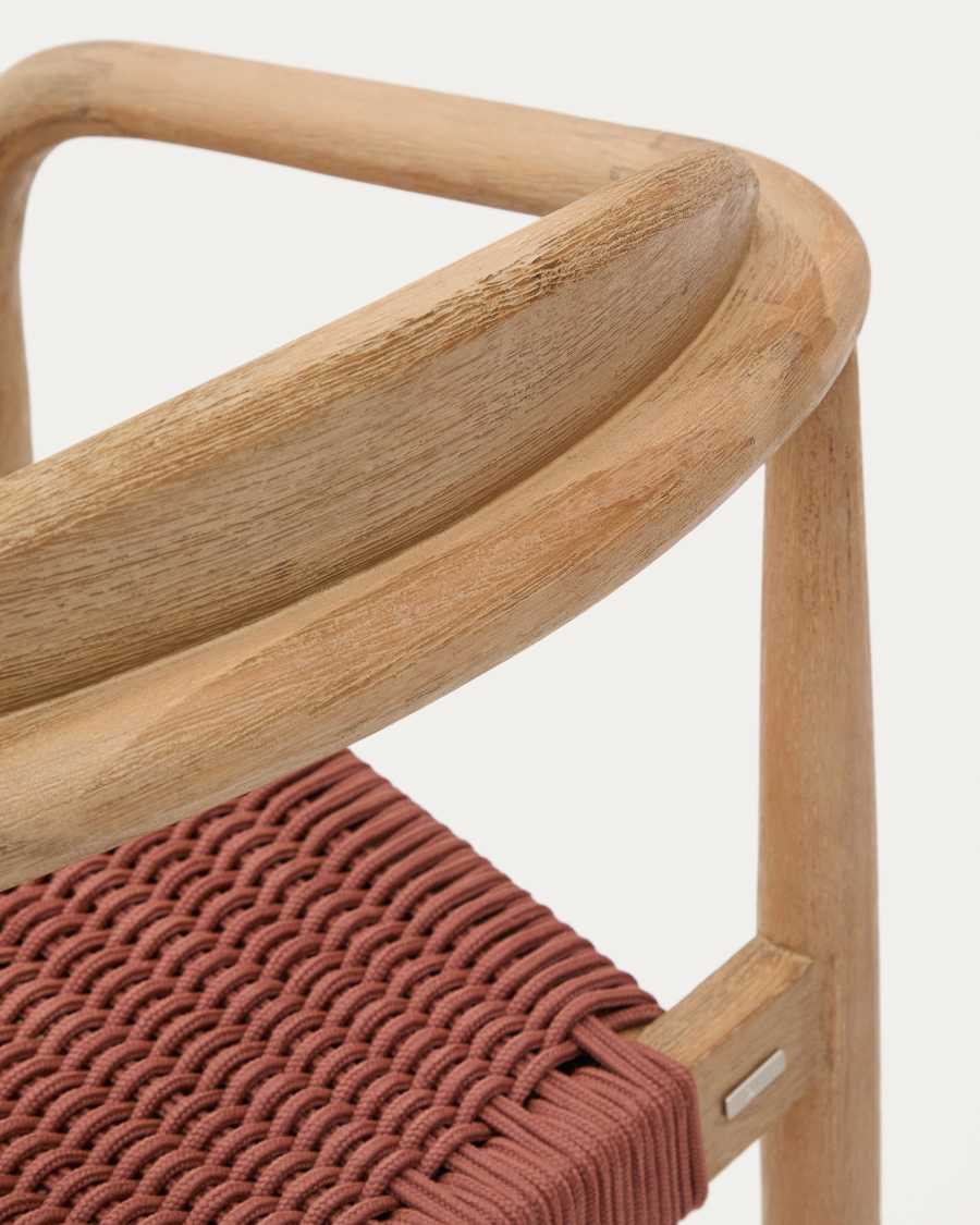 Nina stackable chair in solid acacia wood and terracotta rope seat FSC 100%