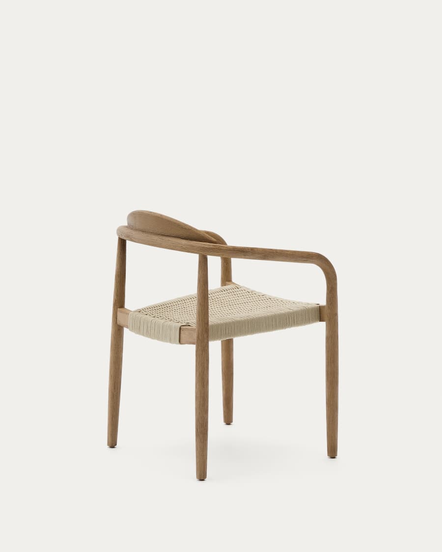 Nina stackable chair made of FSC 100% solid acacia wood and ecru rope cord