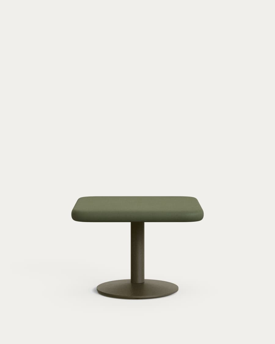Esilda outdoor table with green cement top 70x70cm and green steel base Ø42x45cm